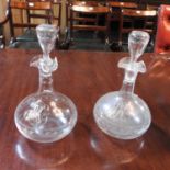 A pair of early 20th century glass hand blown decanters and stoppers