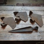 Three 19th century cast iron peat spade heads