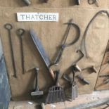 A display board of 19th century thatching tools