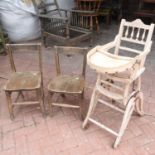 An Edwardian wooden children's high chair