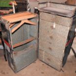 An early 20th century black and red travelling wardrobe