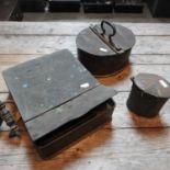 A 19th century copper and tin spice box