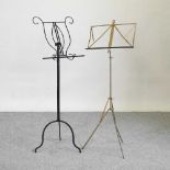 A black painted metal music stand