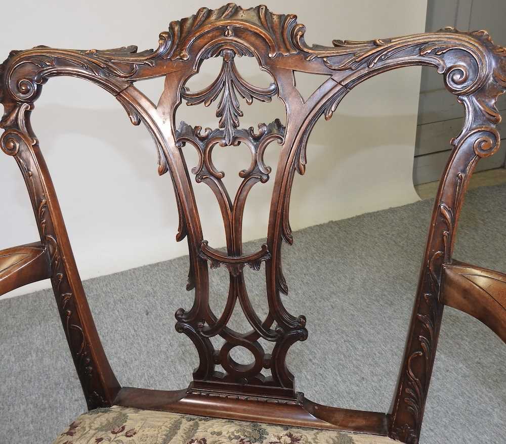 A George III style carved mahogany elbow chair - Image 5 of 5