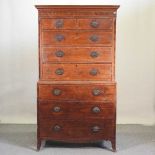 A George III mahogany and inlaid chest on chest