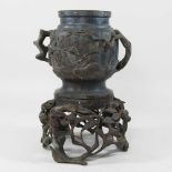 An antique Chinese bronze censer