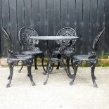 A black metal painted garden table