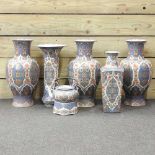 A pair of large Kaiser Wuhan pattern porcelain vases
