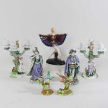 Two Crown Staffordshire porcelain bird groups