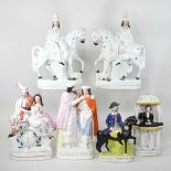 A collection of 19th century Staffordshire pottery figures