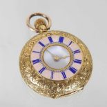 An early 20th century 18 carat gold half hunter ladies pocket watch