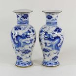 A pair of Chinese blue and white vases