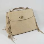 A Ralph Lauren beige suede fringed handbag, 36cm