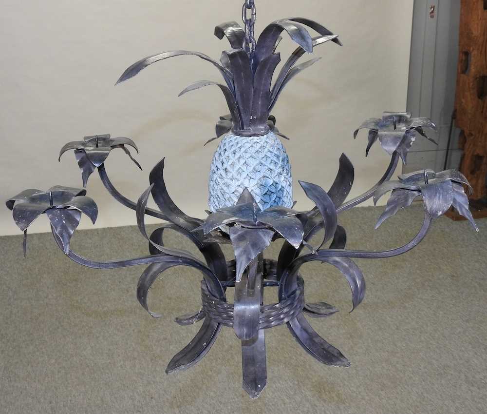 A painted metal six branch chandelier - Image 3 of 4
