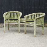 A hardwood garden conversation seat