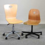 A laminated bentwood desk chair