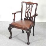 A George III style mahogany elbow chair