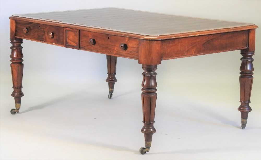 A William IV walnut partners writing table - Image 2 of 10