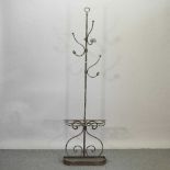 A rustic metal hall stand