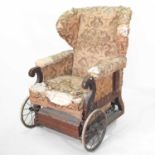 A Victorian upholstered invalid chair