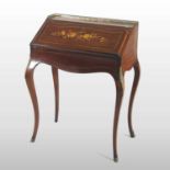 A 19th century French rosewood and inlaid bureau de dame