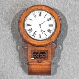 A 19th century walnut drop dial wall clock