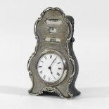 An Edwardian silver desk clock/calendar