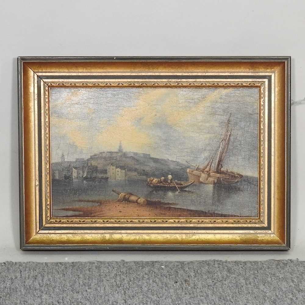 English school, 19th century, fishing vessels, oil on panel