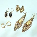 A pair of citrine filigree pendant earrings