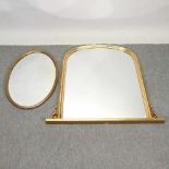 A modern gilt framed overmantel mirror
