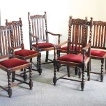A set of six early 20th century oak dining chairs