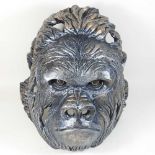 A large painted gorilla mask