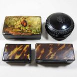 A 19th century papier mache snuff box