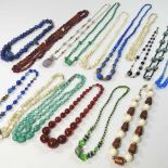 A collection of bead necklaces