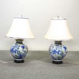 A pair of modern oriental porcelain table lamps