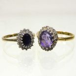 An 18 carat gold amethyst and diamond cluster ring