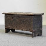 A small 18th century oak coffer