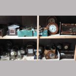 A large collection of clock parts
