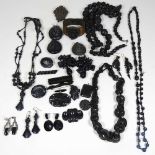 A collection of Victorian and later jet jewellery