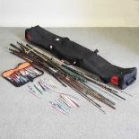 A collection of fishing equipment