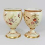 A pair of 19th century Royal Worcester blush ivory porcelain vases