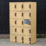 A vintage painted metal locker