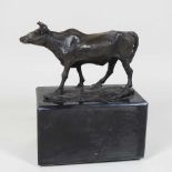 A bronze model of a bull