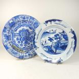 An 18th century Dutch Delft blue and white charger