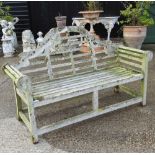 A teak Lutyens style garden bench