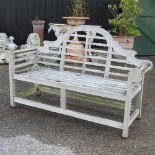 A teak Lutyens style garden bench