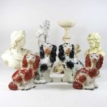 A collection of china, to include Staffordshire dogs