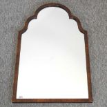 A Queen Anne style walnut framed wall mirror