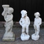A cast stone garden figural stand