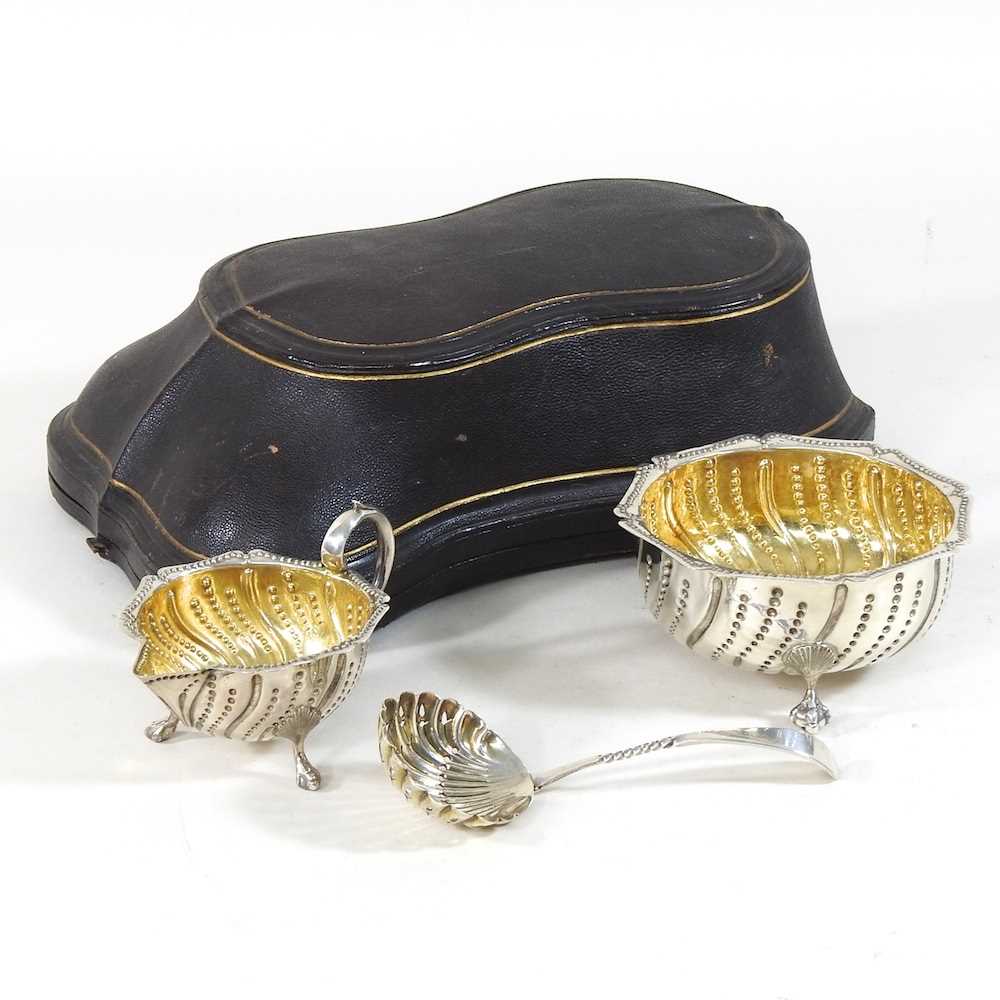 A Victorian silver and gilt cream set - Image 2 of 3